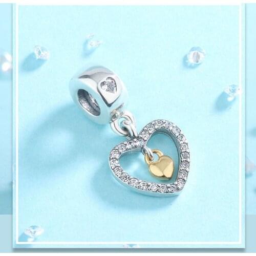 Authentic 925 Sterling Silver Charm New Hollow Out Heart-shaped Creative Pendant Fit Pandora Women Bracelet&necklace Diy Jewelry