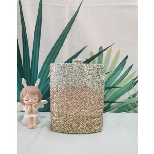 White Pink Khaki Color Flat Elegant Crystal Woman Clutches Bags Bridal Wedding Lady Party Evening Diamond Banquet Tote Handbags