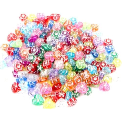 Mixed Color 7/9 mm Pattern Acrylic Beads Polygon Loose Spaced Beads DIY Crafts Garment Beads For Decoration Sewing Accessories