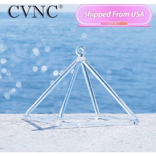 CVNC 9 Inch or 10 Inch Chakra Clear Quartz Crystal Singing Pyramid for Sound Healing Meditation Increase Energy with Free Mallet