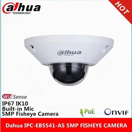 Dahua IPC-EB5541-AS Panorama 180 Degree built-in MIC IP67 IK10 5MP WizMind Fisheye Network CAMERA