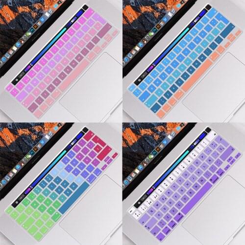 For MacBook Pro 16 inch A2141 2020 2019 Retina Touch bar Gradient Color EU Spanish Version Keyboard Film Skin Cover Protector