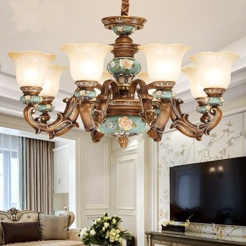 European Chandelier For Living Room Light Fixtures Luxurious Chandelier Lights Hotel Restaurant Lights American Resin Chandelier