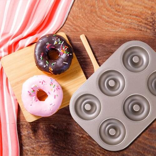 DIY 6 Cups Muffin Cake Mould Metal Cupcake Mold Non-Stick Donut Baking Pan Tool