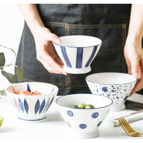 Ceramic Salad Bowl, Creative Japanese Dessert Bowl, Hand-painted Ceramic Tableware