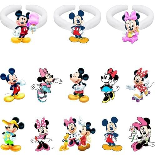 Disney Creative Design Mickey Mouse Ring Personality Modeling Pattern Epoxy Cute Play Image Acrylic Ring For Friends
