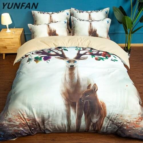 3D Bedding Set Floral Deer Duvet Cover With Pillowcase Bed Set 3pcs Maternal Love white Bedclothes twin queen king quilt cover
