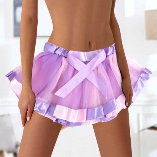 Mini Dance skirtWomens Rainbow Elastic 3 Layered Short Skirt Adult Tutu Dancing High Waist Tutu Skirt Faldas mujer moda