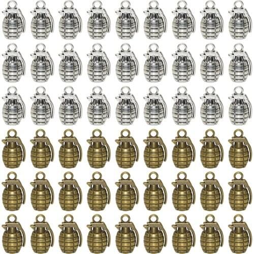 MENGJIALE 10pcs/lot Two Color Vintage U.S. M2 Hand grenades charm Bracelet and key chain DIY Handmade Jewelry Alloy Pendants