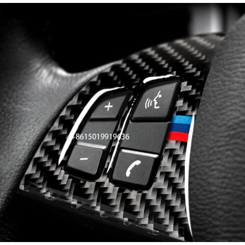 For BMW x5 e70 2008-13 refitted interior carbon fiber steering wheel multi function button decorative frame sticker