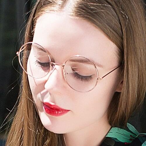 Fashion Glasses Frame Vintage Round Womens Metal Optical Eyeglasses Clear Transparent Lens Eyewear Nerd Geek Circle Spectacle