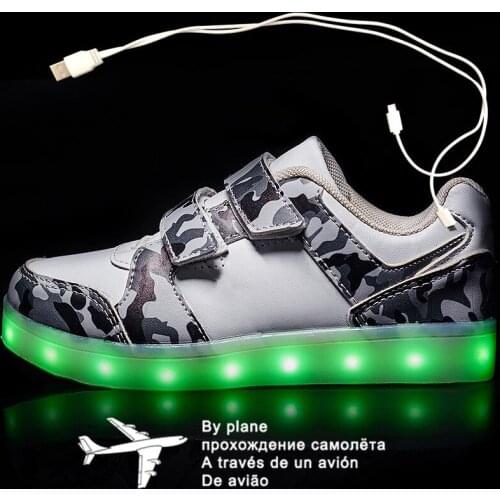 Fashion 25-37 Led Childrens Sneakers Kids shoes USB Charging Lighted Luminous Sneakers Boy/Girls LED lights glow Children Shoes