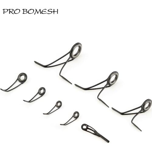 Pro Bomesh 3.9g 8pcs/Kit Spinning Fishing Rod Guide Set Kit SIC Ring Stainless Steel Guide DIY Feeder Rod Match Rod Accessory