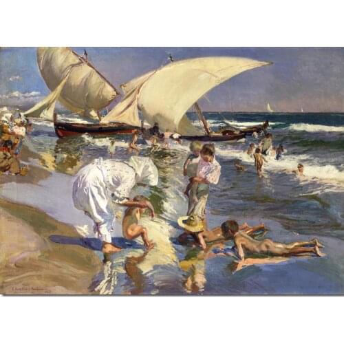Beaches paintings Valencia beach in the morning light by Joaquin Sorolla y Bastida artwork High quality Hand painted