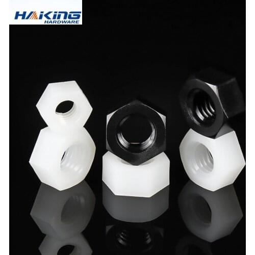 Nylon Hex Plastic Hexagon Black White Threaded Nuts M2 M2.5 M3 M4 M5 M6 M8 M10 M12 M14 M16 M18 M20 Hex Hard Nylon Nut for Bolts