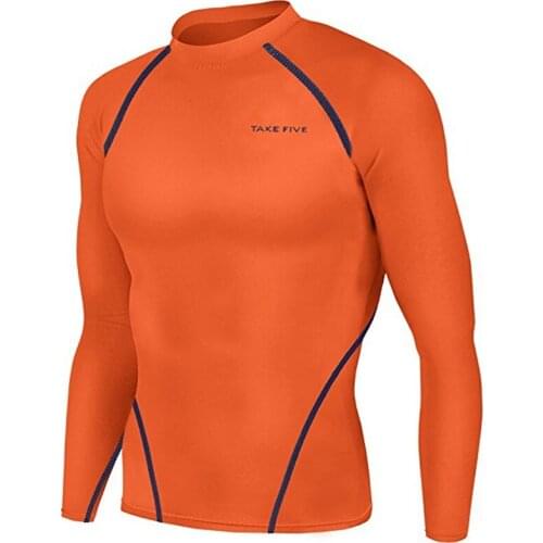 Newest Mens Skin Tight Compression Base Layer Orange Running Shirt-NT006