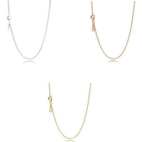 Original 925 Sterling Silver Pan necklace Shiny Three Color Basic Pan necklace For Christmas gift Wedding Party Gift Jewelry