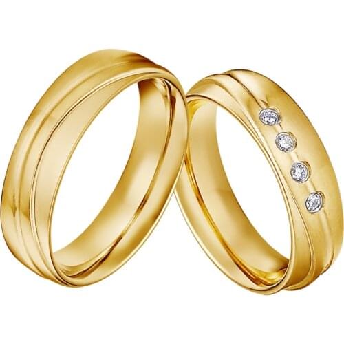 1 pair unique mutil layer 18k gold plated couple wedding rings set for men and women titanium steel jewelry marriage ring