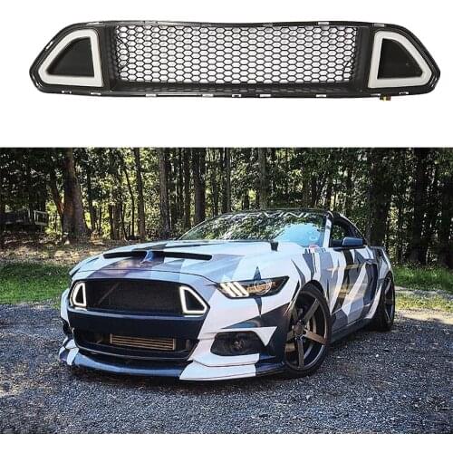 Front Grille Grill For Ford Mustang 2015 2016 2017 with LED 3 Color Racing Bumper Grill Modification accessories