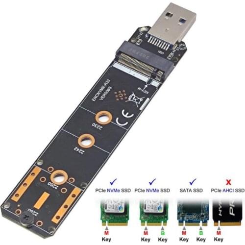 M.2 To USB 3.0 Dual Protocol SSD Board M2 SSD To NGFF Converter SSD Adapter NGFF To USB 3.0 SSD Card For 2230 2242 2260 2280 M2