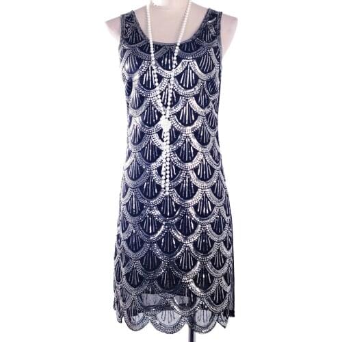 Silver 1920s Vintage Peacock Sequin Cocktail Party Dress 20s Great Gatsby Dress Gabster Fancy Costumes Latin Dancing Dress