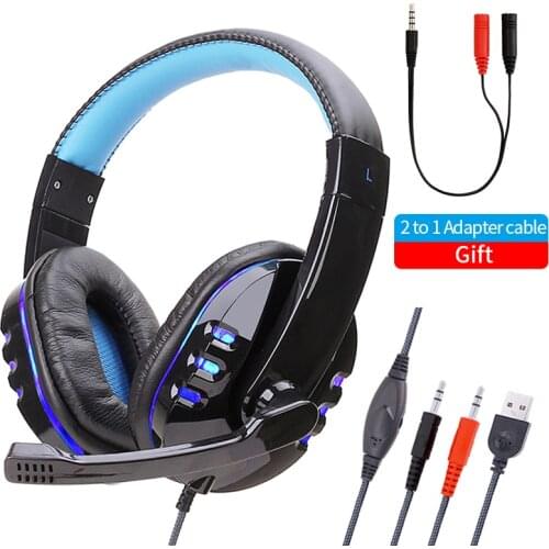 LED Light Wired Gamer Headset With Microphone Computer PC Bass Stereo Gaming Headphones For PS4 Xbox One Men Box Music Headset