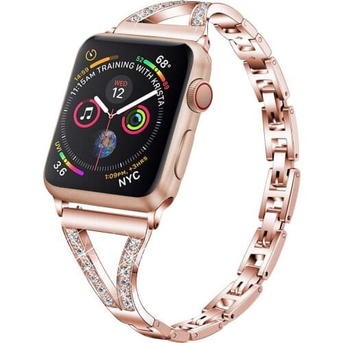 Stainless Steel strap For Apple Watch band 44mm 40mm Luxury diamond Bracelet apple watch series 5 4 3 2 1 iwatch band 42mm 38mm