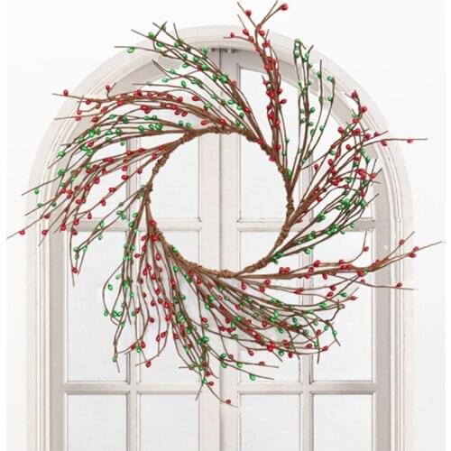 Christmas Wreath Christmas Tree Ornament Vine Ring Wedding Party Home Decor Supplies Xmas Gift Berries Artificial Rattan Garland