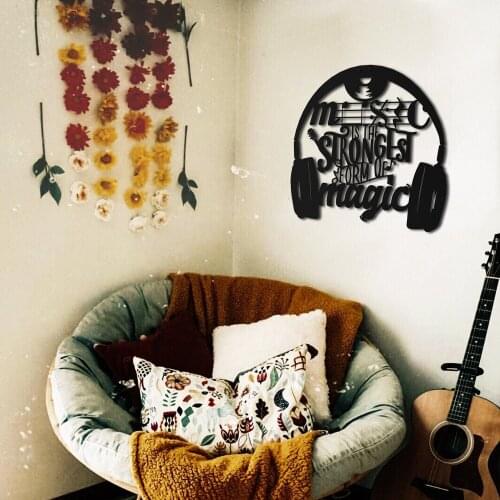 MUSİC IS THE STRONGEST METAL WALL TABLE DESIGN MODERN STYLISH LUXURY DECOR MUSIC HEADPHONE