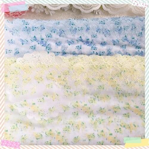 14Yds Yellow Blue Chiffon Lace Trim DIY Decorative Flower Fabric Wedding Birthday Christmas Decor Craft Clothing Accessories
