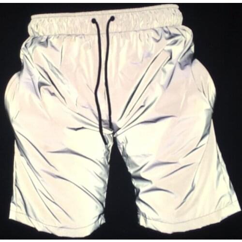 Boy summer casual reflective hip hop shorts nightclub short pants sportwear mens shiny board shorts bermuda masculino 3XL