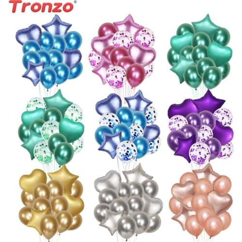 Tronzo 14pcs Metallic Confetti Balloons Birthday Party Decoration Kids Rose Gold Pink Wedding Balloon Baby Shower Party Supplies