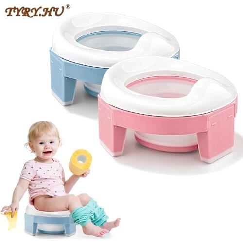 TYRY.HU Baby Portable Toilet Multifunction Pot Silicone Baby Folding Potty Training Seat 3 in 1 Travel Training Chair Toilet Pot