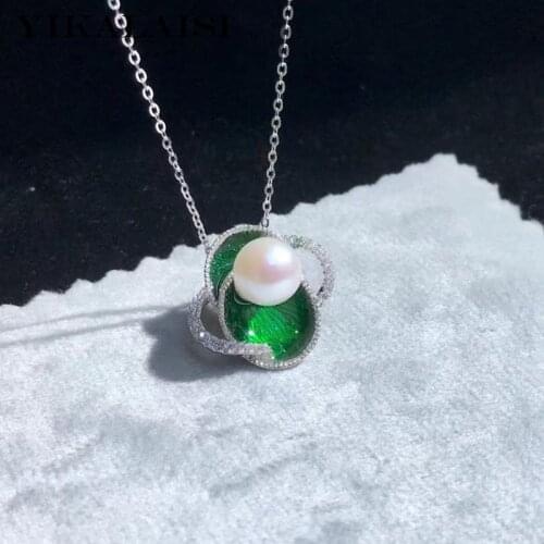YIKALAISI 925 Sterling Silver Necklaces Jewelry For Women 8-9mm Oblate Natural Freshwater Pearl Pendants 2021 Wholesales