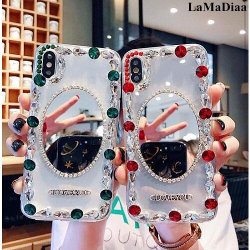 Mirror Phone Cover Case For Samsung A3 A5 A7 2017 A9 A8 A6 PLUS A50 A70 A80 Woman Bling Shiny Crystal Diamond Mirror Cases