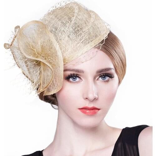 Women Wedding Fascinator Cocktail Flower Hairpin Church Headpiece kentucky Pillbox Cap Lady Cloche Hat Party Sinamay Fedoras