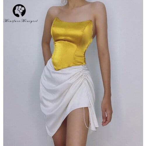Women Sleeveless Off Shoulder Fashion Satin Sexy Boned Corsets Tops Slimming Waist Female Backless Bustiers Tank Solid Clubwear