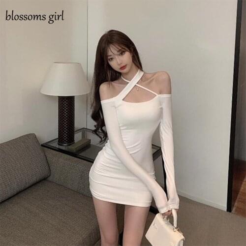 Women Dress XL Sexy One-shoulder Cross Sling High Waist Summer Strapless Slim Sexy Mini Gothic Clothes Party Dress