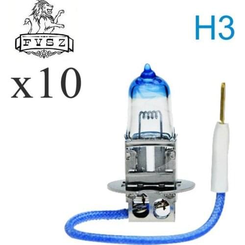 10Pcs H3 12V 55W 5000K Auto halogen Headlight Bulb Super bright yellow light Halogen Light Near light Bulbs ( DC 12V)
