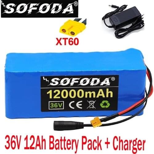 36V 12ah battery pack 18650 lithium ion 36V 12000mah 10s4p large capacity BMS electric bicycle XT60 interface + charger