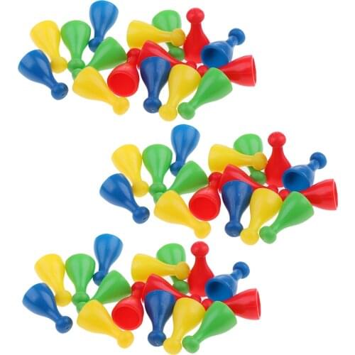 48 Pieces Plastic Human Shape Chess Pawn Pieces Board Card Game Accessories Halma Parts Pieces for Party Family Games Colorful