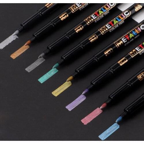 8pc set metalli color Pen Art Marker brush pen mark write Stationery Student Office school supplies Calligraphy pen