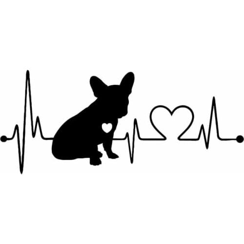 Car Sticker French Bulldog Heartbeat Car Sticker Automobiles Motorcycles Exterior Accessories Vinyl Decals,18CM*7.7CM