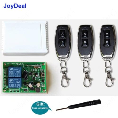 433Mhz 220V 2CH Wireless Remote Control Switches Relay Receiver Module & 433 MHz Remote Controls Wall Light Door RF Transmitter