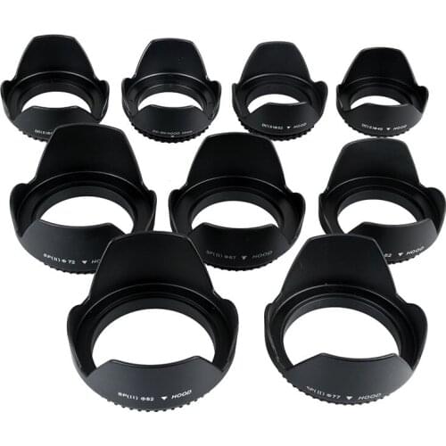 10 Pieces Camera Lens Hood 49/52/55/58/62/67/72/77/82mm Thread Mount for Canon Nikon Sony Pentax Tamron Sigma Lens