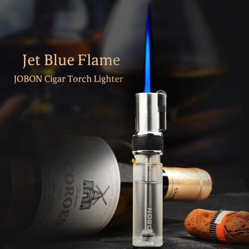 Jobon Inflatable Windproof Blue Flame flint lighter BUTANE Cigar cigarette Lighter without gift box