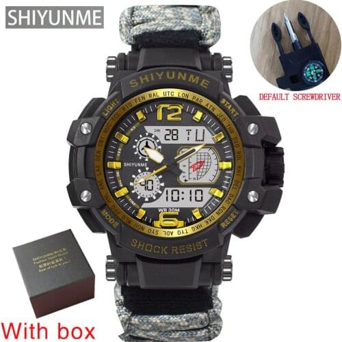 SHIYUNME Men Military Sports LED Digital Watches Outdoor Survival Waterproof Compass Dual Display Multifunctional Mens watch
