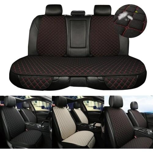 Car Seat Cover Protector Linen Fabric Front Or Rear Flax Cushion Seat Back Pad Mat Backrest Auto Interior Car Accessories