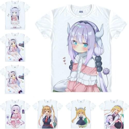 Coolprint Japanese Anime Shirt Miss Kobayashis Dragon Maid T-Shirts Multi-style Short Tohru Kanna Kamui Cosplay Costume Kawaii