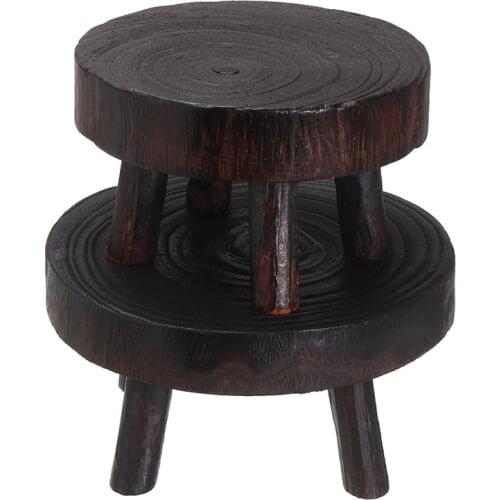 Wooden Round Bench Flower Pot Holder Plant and Flower Pot Base Display Stand Stool Home Garden Patio Decor 3Sizes